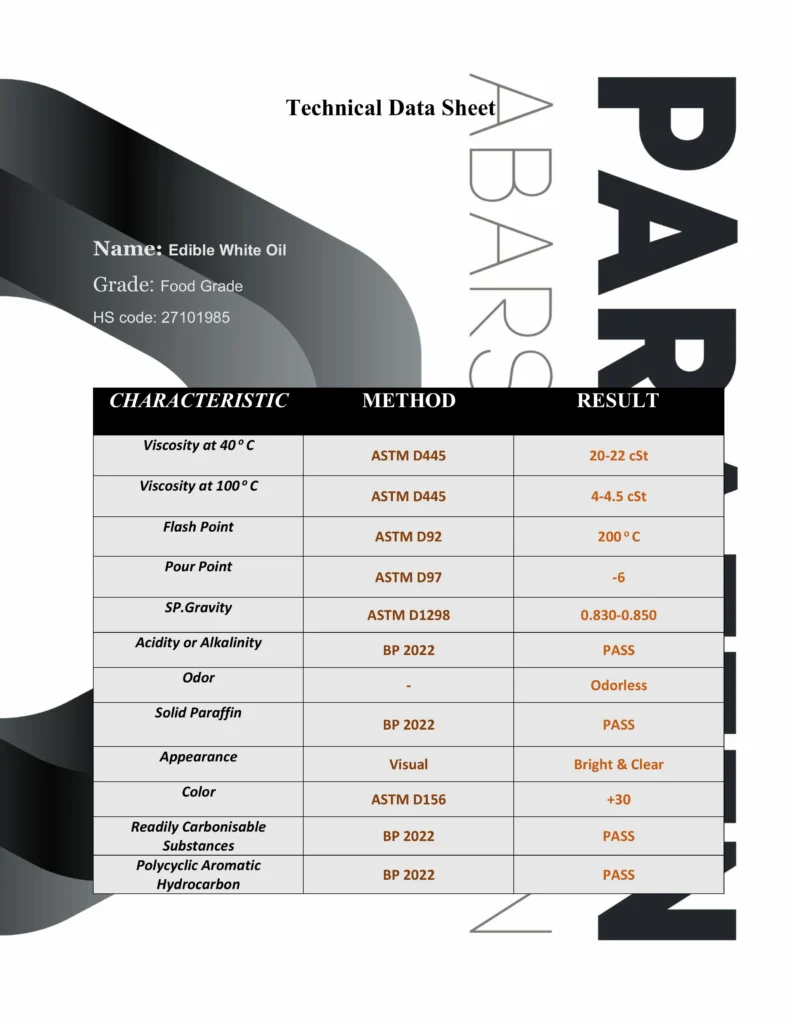 tds liquid paraffin edible